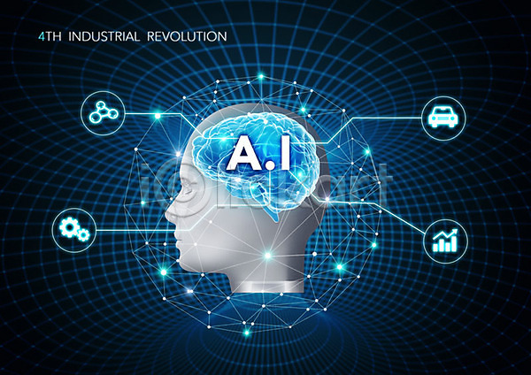 혁명 사람없음 PSD 편집이미지 4차산업 AI(인공지능) 그래프 기술혁신 네트워크 두뇌 로봇 빅데이터 빛 사물인터넷 생명공학 생체인식기술 자율주행 정보 정보기술 파란색