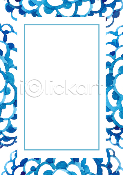 사람없음 JPG 일러스트 포토 해외이미지 겨울 꽃무늬 디자인 배너 백그라운드 사각프레임 수채화(물감) 추상 파란색 프레임