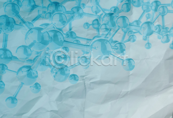 사람없음 3D JPG 디지털합성 편집이미지 해외이미지 구김 그래픽 디지털 분자구조 원자 의학 종이 파란색 흰배경