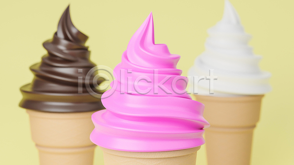 사람없음 3D JPG 포토 해외이미지 다양 백그라운드 소프트아이스크림 아이스크림 종류 콘아이스크림