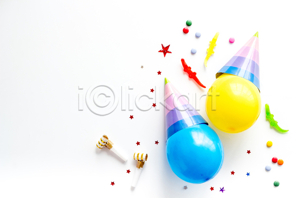 축하 사람없음 JPG 포토 해외이미지 고깔(모자) 꽃가루 백그라운드 별 젤리 카피스페이스 코끼리피리 풍선