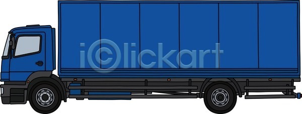 빈티지 클래식 사람없음 EPS 일러스트 해외이미지 컨테이너 파란색 화물트럭