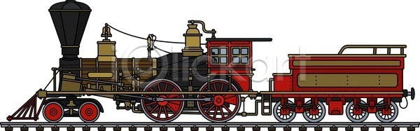 클래식 EPS 일러스트 해외이미지 검은색 교통시설 기계 기차 놋쇠 만화 목재 복고 빨간색 서쪽 석탄 수증기 수확 엔진 옛날 자동차
