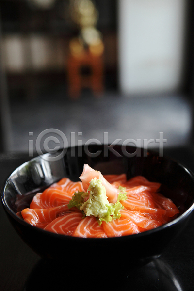 사람없음 JPG 아웃포커스 포토 해외이미지 고추냉이 그릇 덮밥 실내 연어덮밥 일본음식