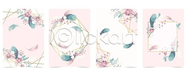 축하 사람없음 EPS 일러스트 해외이미지 기념일 깃털 꽃 꽃무늬 디자인 배너 백그라운드 분홍색 패턴 포스터 프레임