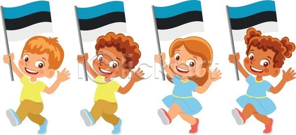 축하 어린이 EPS 일러스트 해외이미지 깃발 물결 바둑 배너 손 심볼 에스토니아 축제 클립아트 해외일러스트