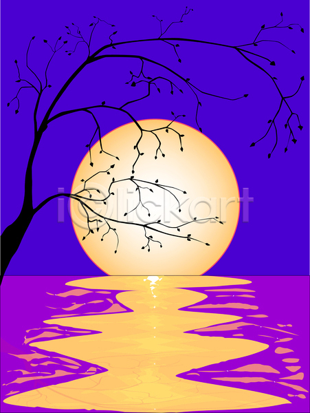 동양인 사람없음 JPG 일러스트 포토 해외이미지 나무 노란색 달 물 바다 반사 백그라운드 보름달 분홍색 불꽃(불) 우주 일본 잎 잔물결 카피스페이스