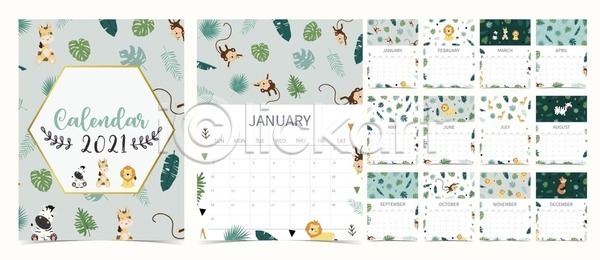소년 아기 어린이 EPS 일러스트 해외이미지 10월 11월 12월 1월 2월 4월 5월 6월 7월 8월 9월 곰 기린 다이어리 달력 동물 디자인 만화 미술 백그라운드 북마크 사자 사파리 얼룩말 여우 연도 월 일주일 초록색 패턴 해외일러스트