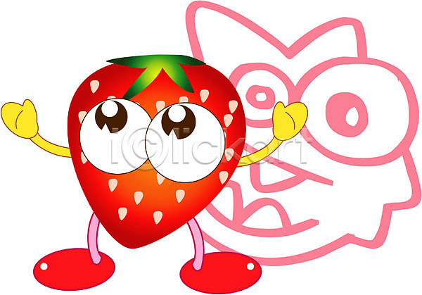 상상 사람없음 EPS 일러스트 과일 농작물 딸기 식물 열매 음식 캐릭터 클립아트