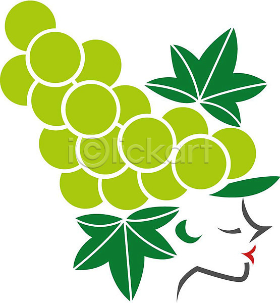상상 사람 EPS 일러스트 과일 농작물 묘사 식물 얼굴 열매 음식 의인화 초록색 클립아트 포도 포도송이 표정 표현 형상