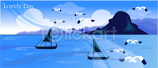 사람없음 EPS 일러스트 갈매기 계절 국내일러스트 돛단배 바다 바위섬 백그라운드 사계절 선박 섬 야외 여름 자연 주간 컬러 파란색 풍경 하늘