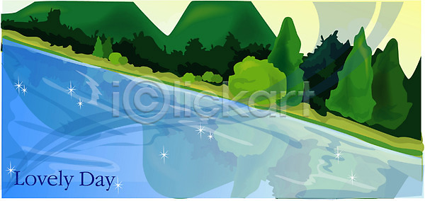 사람없음 EPS 일러스트 강 계절 국내일러스트 나무 물 백그라운드 사계절 산 야외 여름 자연 주간 풍경