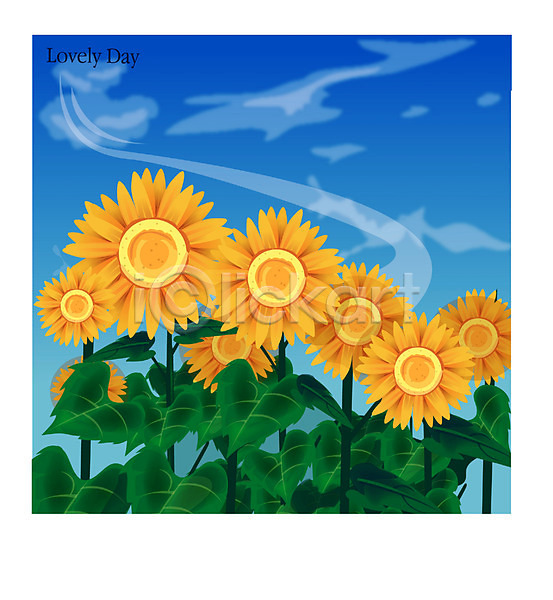 사람없음 EPS 일러스트 계절 꽃 백그라운드 사계절 식물 야외 여름(계절) 여름꽃 자연 주간 풍경(경치) 하늘 해바라기