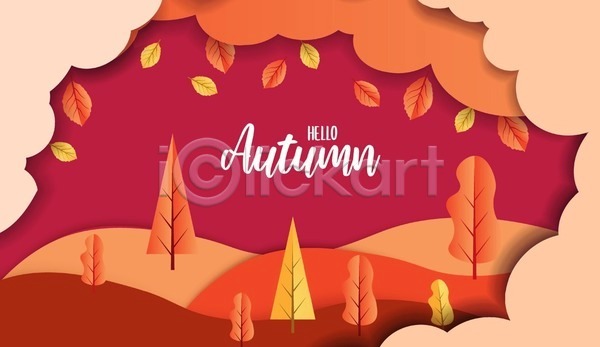 사람없음 EPS 일러스트 해외이미지 가을(계절) 가을배경 구름(자연) 단풍 단풍나무 빨간색 손글씨