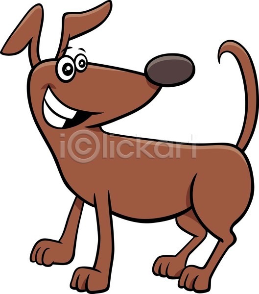 귀여움 사람없음 EPS 일러스트 해외이미지 갈색 개 만화 미소(표정) 반려동물 캐릭터