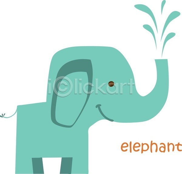 귀여움 사람없음 EPS 일러스트 해외이미지 코끼리 코끼리캐릭터 한마리