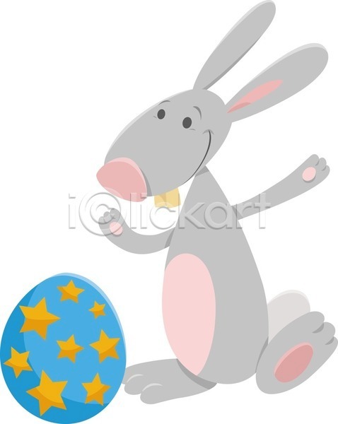 사람없음 EPS 일러스트 해외이미지 계란 동물캐릭터 부활절 부활절계란 토끼 한마리