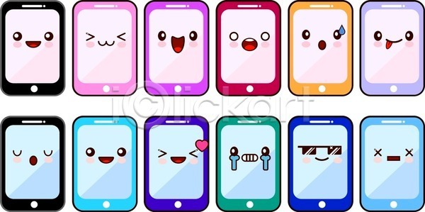 사랑 행복 EPS 일러스트 해외이미지 감정 만화 모바일 세트 세포 수집 스마트폰 스크린 심볼 얼굴 웹 인터넷 일러캐릭터 캐릭터 코믹 해외일러스트 핸드폰