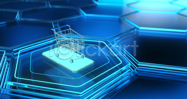 스마트 전자상거래 사람없음 3D JPG 포토 해외이미지 네온 디지털 모바일 세일 쇼핑 스마트폰 스크린 시트 어플리케이션 온라인 유리 육각형 인터넷 카트 통신 해외포토
