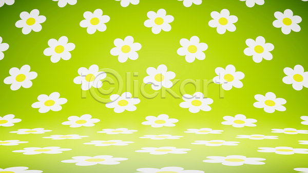 사람없음 3D JPG 일러스트 템플릿 포토 해외이미지 공백 꽃 노란색 데이지 만들기 모양 무대 바닥 방 백그라운드 벽 벽지 세트 우주 장면 초록색 컬러풀 패턴 흰색