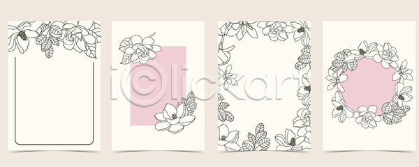 사람없음 JPG 일러스트 포토 해외이미지 꽃 꽃무늬 디자인 배너 백그라운드 분홍색 스케치 잎 포스터 프레임 흰색