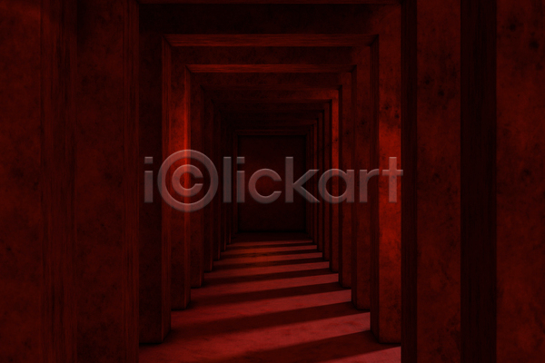 사람없음 3D JPG 포토 해외이미지 공간 그림자 기둥 내부 비어있는 빨간색 어둠 터널