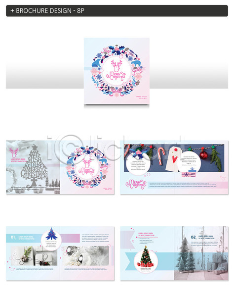 사람없음 INDD ZIP 인디자인 템플릿 겨울 눈송이 분홍색 사슴 선물 선물상자 오너먼트 장식 크리스마스 크리스마스리스 크리스마스트리 팜플렛