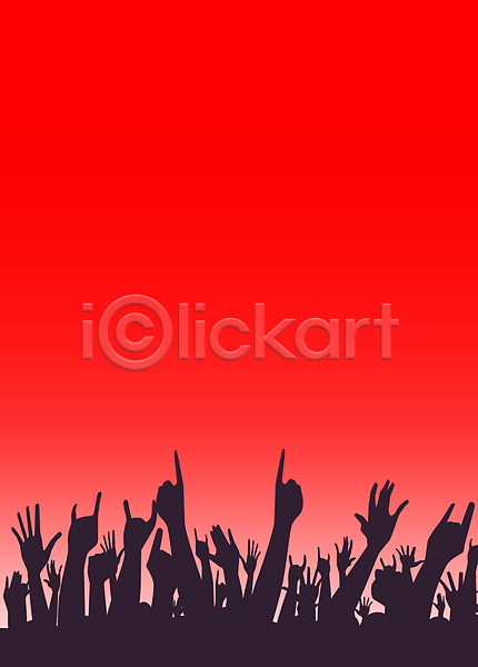 흥분 군중 사람 사람없음 JPG 실루엣 일러스트 포토 해외이미지 공연 관리 그룹 디스코 무기 무대 빨간색 손가락 오르기 참여 카피스페이스 콘서트 파티 포스터
