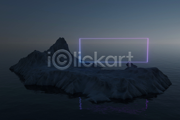 사람없음 3D JPG 포토 해외이미지 그래픽 네온 바다 백그라운드 빙산 빙하 섬 직사각형 추상