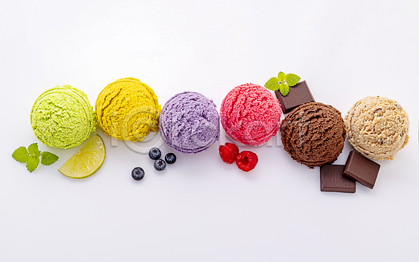사람없음 JPG 포토 해외이미지 라임 블루베리 산딸기 스쿱 아몬드 아이스크림 여러개 오렌지 초코아이스크림 초콜릿