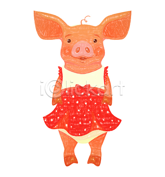사람없음 JPG 포토 해외이미지 돼지 돼지캐릭터 드레스 분홍색 한마리