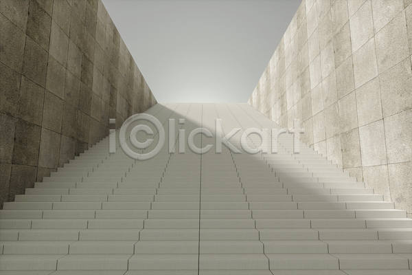 사람없음 3D JPG 포토 해외이미지 계단 공간 그림자 베이지색 벽 회색