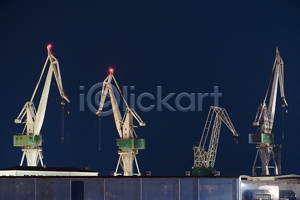 사람없음 JPG 포토 해외이미지 기중기 밤하늘 산업시설 산업현장 야간 야외 조선소 중장비