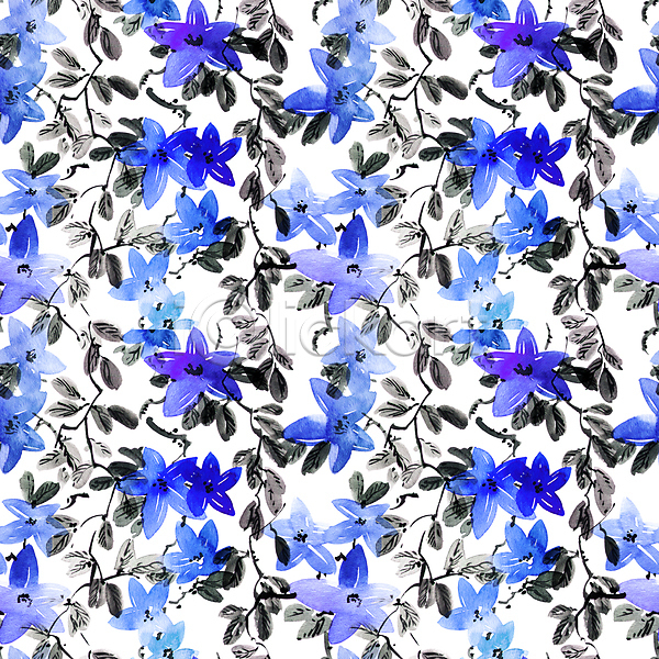 사람없음 JPG 일러스트 포토 해외이미지 꽃 꽃잎 동양화 미술 백그라운드 번짐 붓터치 수묵화 수채화(물감) 잎 캘리그라피 파란색 패턴