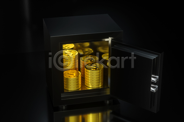 사람없음 3D JPG 디지털합성 일러스트 포토 해외이미지 경제 금융 금화 달러 동전 동전탑 어둠 오픈 저축