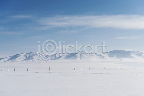사람없음 JPG 포토 겨울 겨울풍경 눈(날씨) 몽골 설경 설원 야외 자연 주간 파란색 하늘 해외풍경