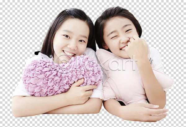 우정 10대 고등학생 두명 십대여자만 여자 청소년 한국인 PNG 앞모습 편집이미지 미소(표정) 상반신 여고생 여학생 윙크 쿠션 편집소스