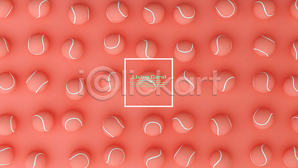 사람없음 3D PSD 디지털합성 편집이미지 공 구 리빙코랄 백그라운드 유행 컬러 테니스공 패턴