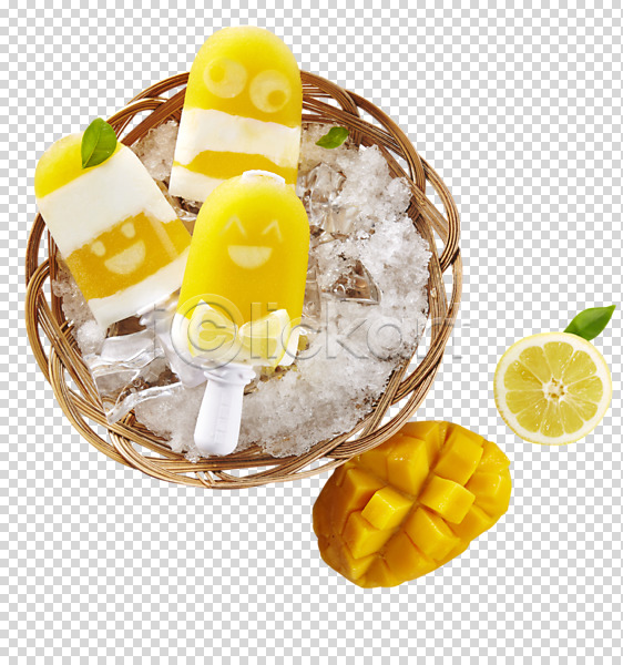 시원함 사람없음 PNG 편집이미지 노란색 레몬 막대아이스크림 망고 바구니 아이스크림 얼음 여름(계절) 오브젝트 편집소스