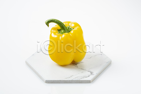 신선 사람없음 JPG 포토 건강식 그릇 노란색 누끼 다이어트 스튜디오촬영 식재료 실내 오브젝트 유기농 채식 파프리카 한개 흰배경