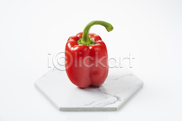 신선 사람없음 JPG 포토 건강식 그릇 누끼 다이어트 빨간색 스튜디오촬영 식재료 실내 오브젝트 유기농 채식 파프리카 한개 흰배경