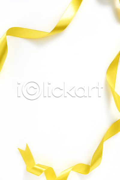 사람없음 JPG 포토 하이앵글 끈 노란색 리본 스튜디오촬영 실내 오브젝트 플랫레이 흰배경