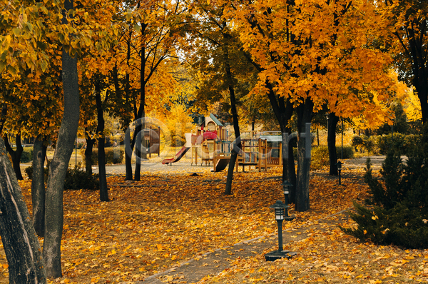 사람없음 JPG 포토 해외이미지 가로등 가을(계절) 갈색 낙엽 놀이기구 놀이터 단풍나무 백그라운드 산책로 야외 풀(식물) 풍경(경치)