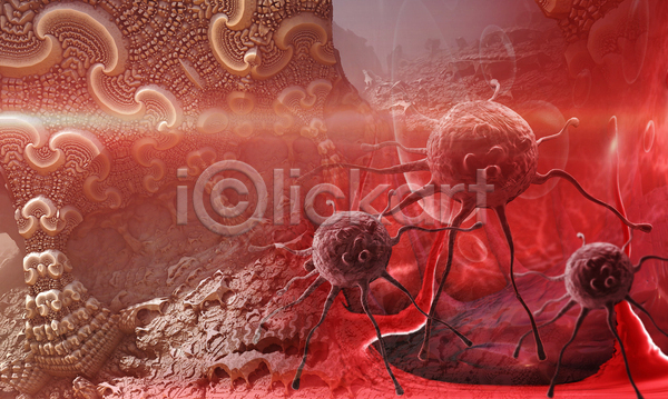 사람없음 3D JPG 디지털합성 포토 해외이미지 갈색 빛 빨간색 세포 암 의학 종양 질병