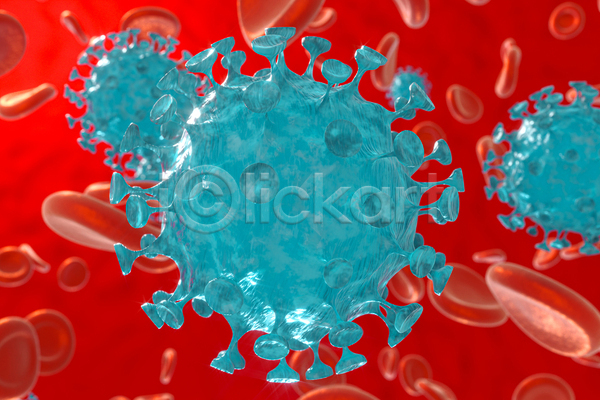 사람없음 3D JPG 해외이미지 바이러스 빨간색 세포 의학 적혈구 파란색