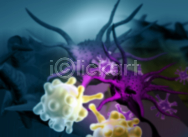 사람없음 3D JPG 디지털합성 포토 해외이미지 보라색 세포 암 의학 종양 질병 파란색