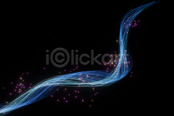 사람없음 3D JPG 해외이미지 검은색 곡선 그래픽 그래픽백그라운드 네온 반짝임 빛 웨이브 입자 추상 파란색