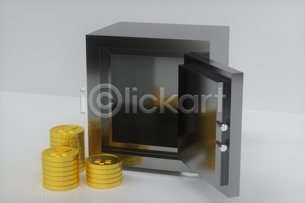 사람없음 3D JPG 디지털합성 일러스트 해외이미지 경제 금고 금융 금화 동전 동전탑 엔 오픈