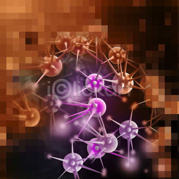 사람없음 3D JPG 디지털합성 포토 해외이미지 갈색 모자이크 보라색 세포 암 의학 종양 질병