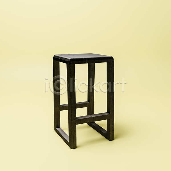 사람없음 3D JPG 포토 해외이미지 가구 노란배경 목재 복고 오브젝트 의자